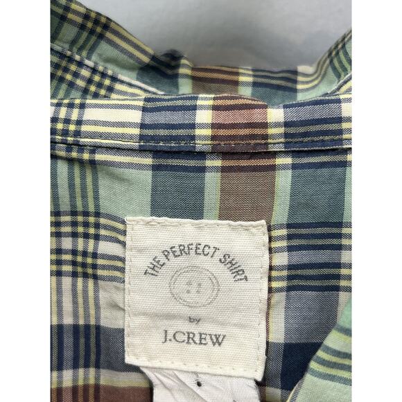 J Crew The Perfect Shirt Womens Size 2 Green Blue Brown Plaid Button Down Cotton - Picture 4 of 6